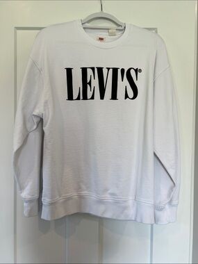 Levi's White Crewneck Sweatshirt with Black Logo